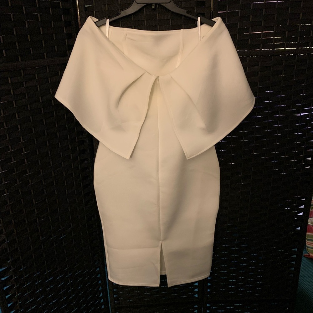 All white occasion mini dress. - Picture 2 of 2